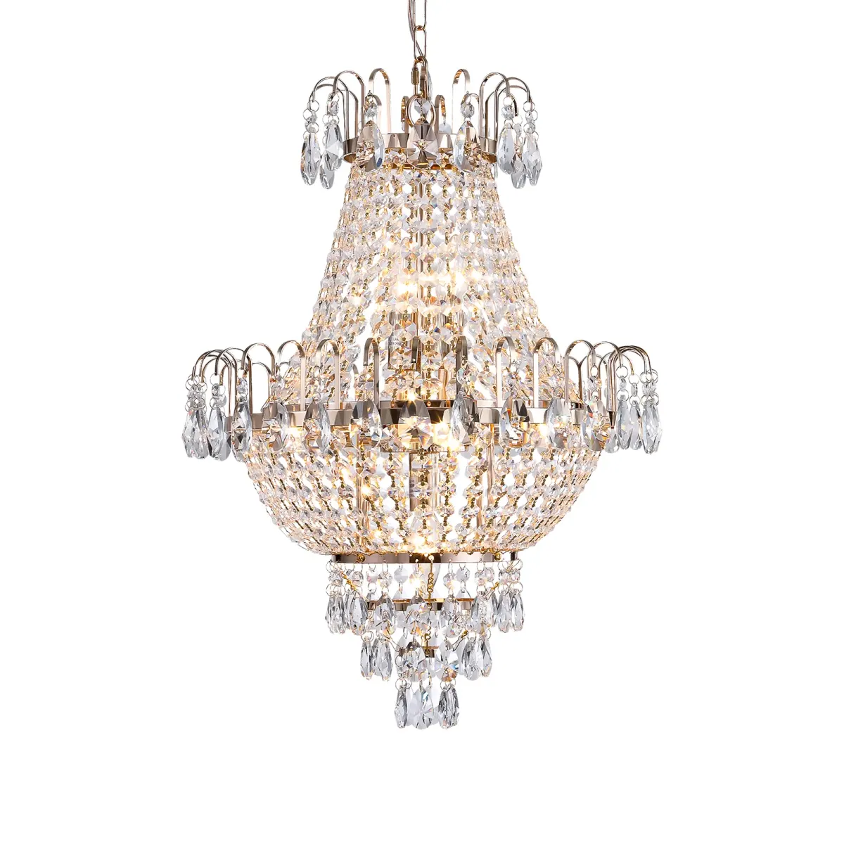Crystal chandelier, 16.9 in, gold, view 7