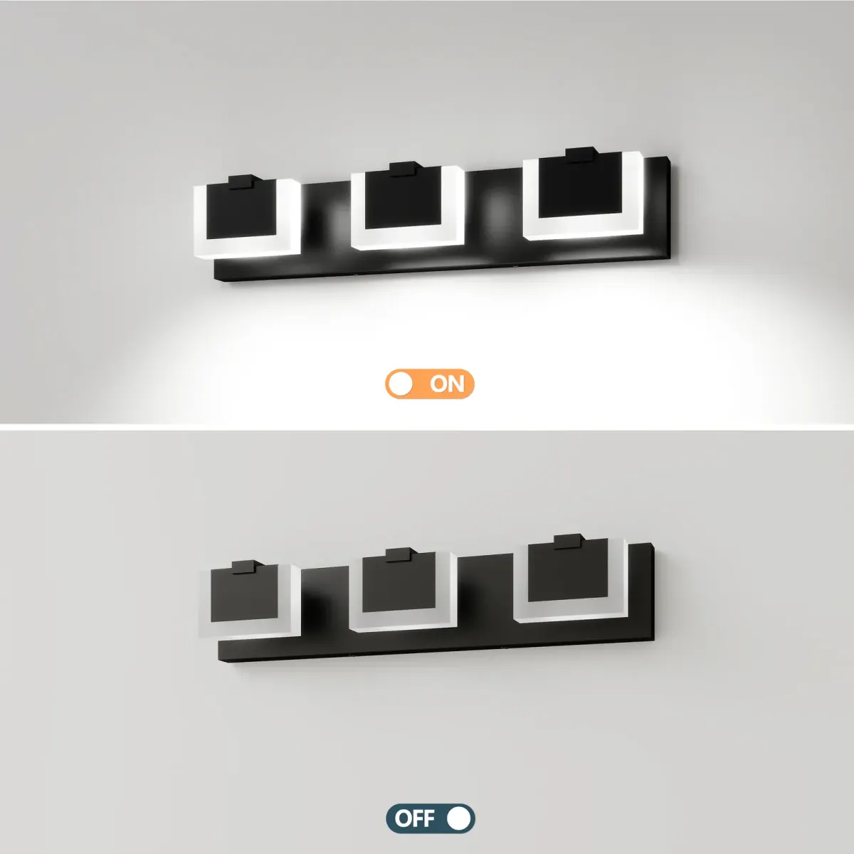 Up-and-down LED vanity bar, 3 lights, black, view 3