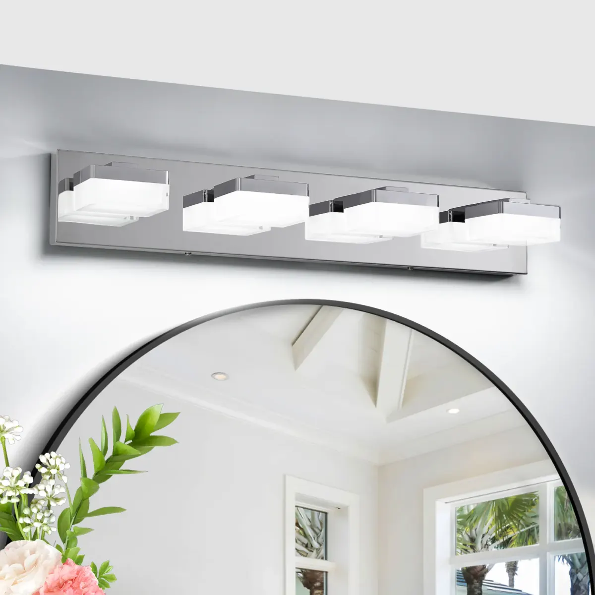 4-light vanity light, chrome, view 2