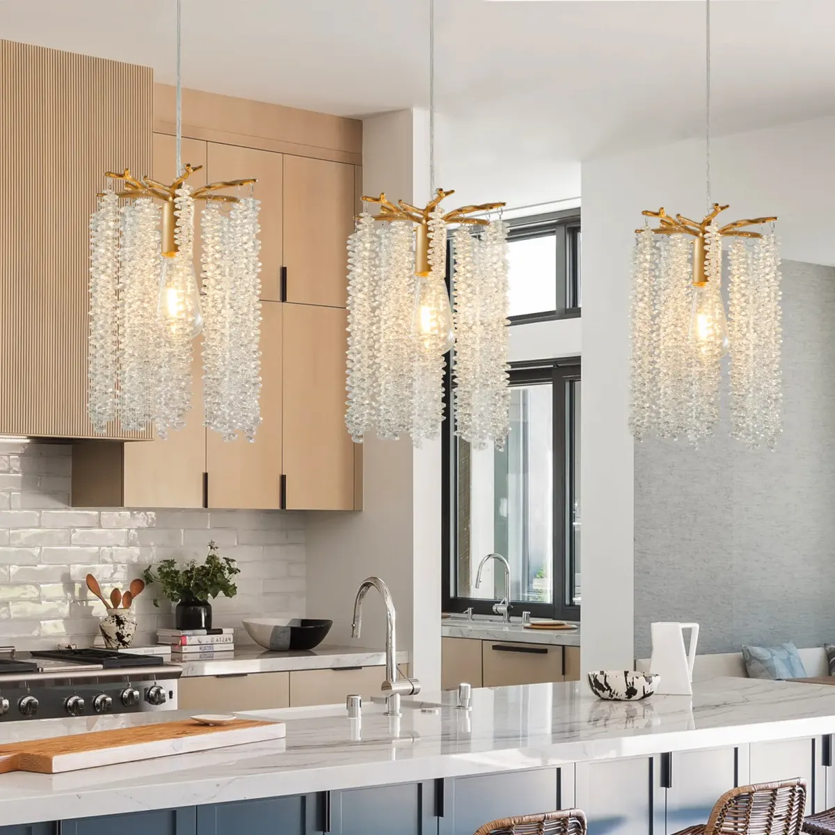 Crystal chandelier, 7.9 in, gold, view 5