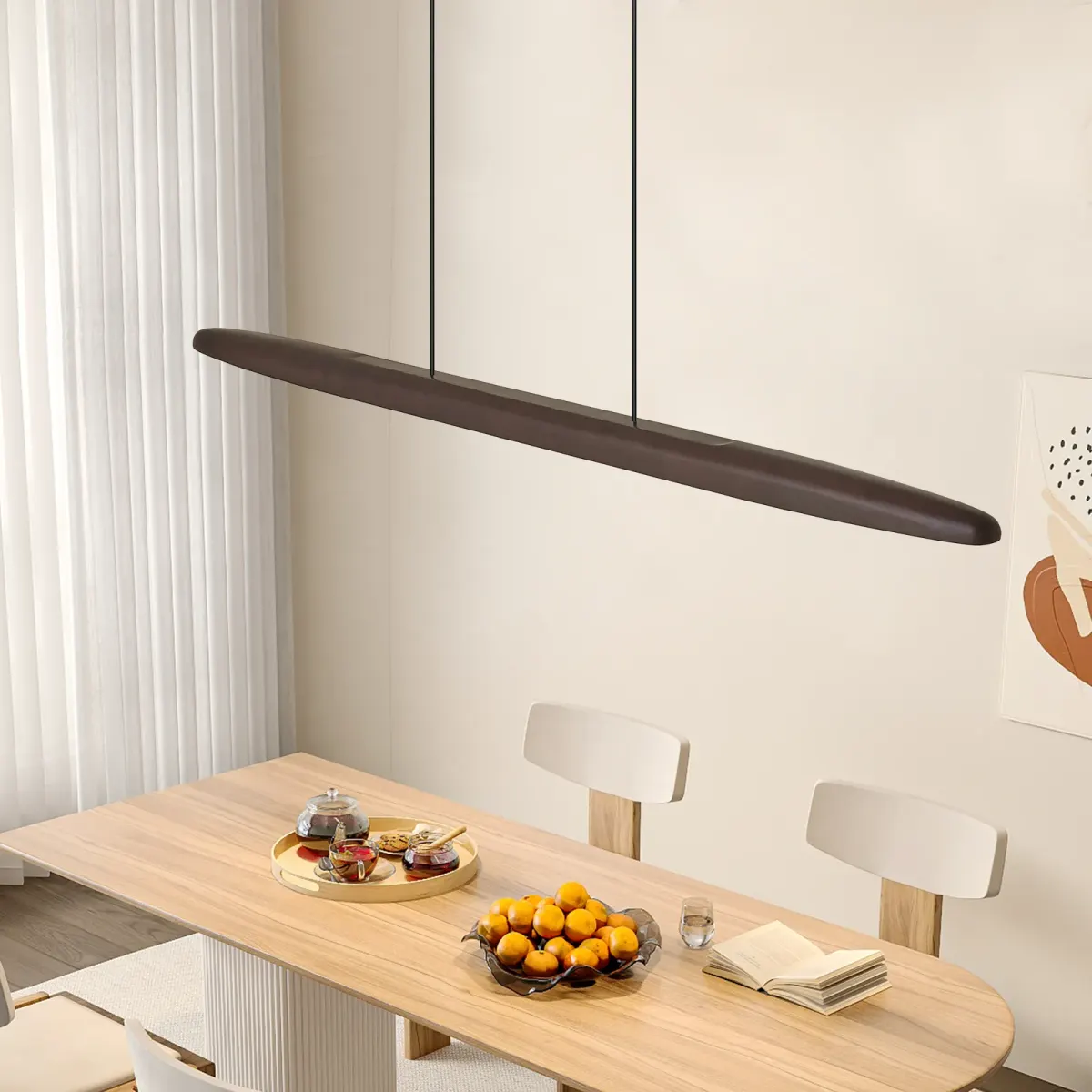 Wood pendant L019001, 39.4 in, walnut, view 5