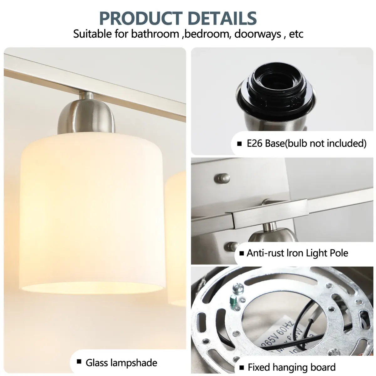 Frosted glass vanity bar, 10 lights, chrome, manufacturer image 4