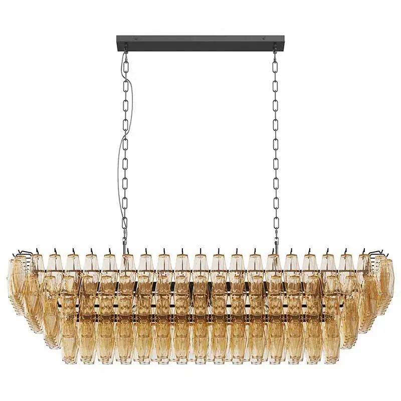 12-light rectangle chandelier, black, view 7