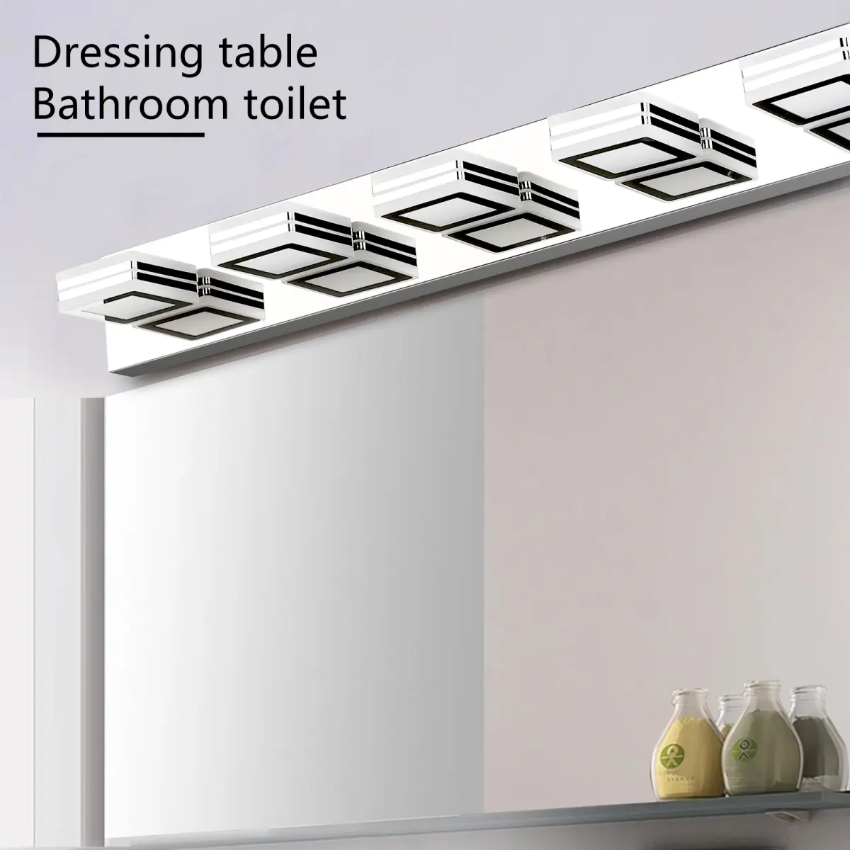 Square acrylic vanity bar, 5 lights, chrome, view 4