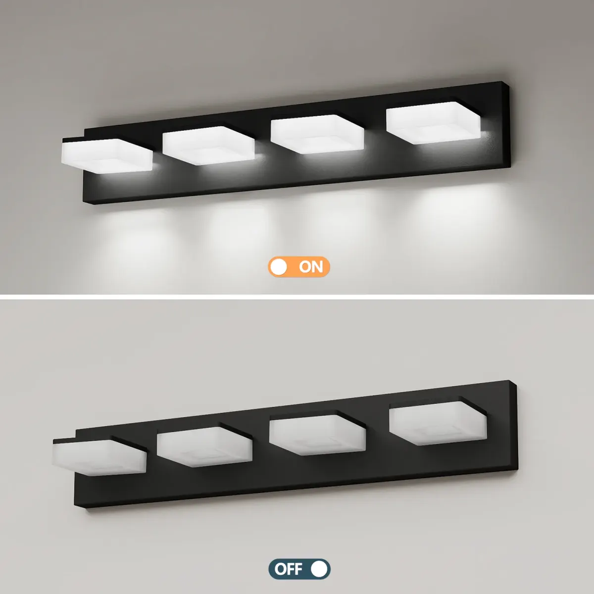 Acrylic vanity bar, 3–6 lights, 19.7–39 in, 4 lights, black, view 3