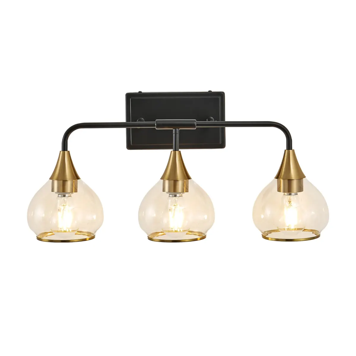 Clear glass vanity bar, 3–6 lights, 22.6–48.1 in, 3 lights, black and gold, view 7