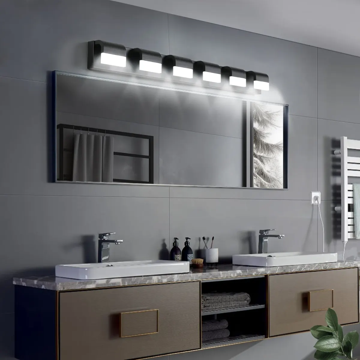 LED vanity bar, 6 lights, black, view 3