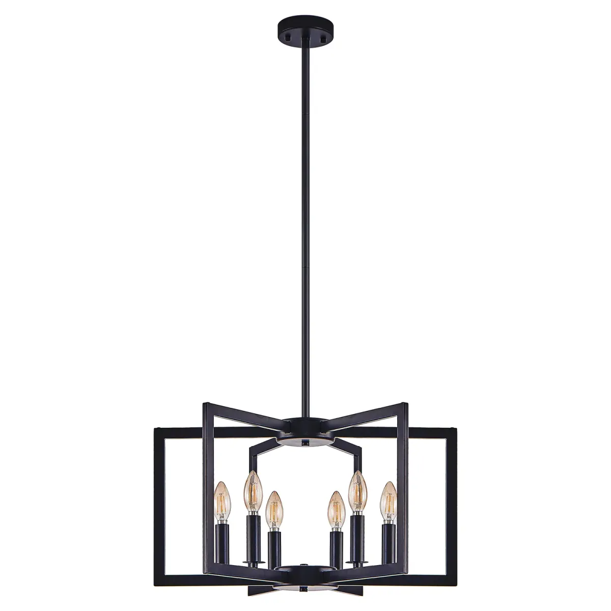 6-light geometric chandelier, black, view 9