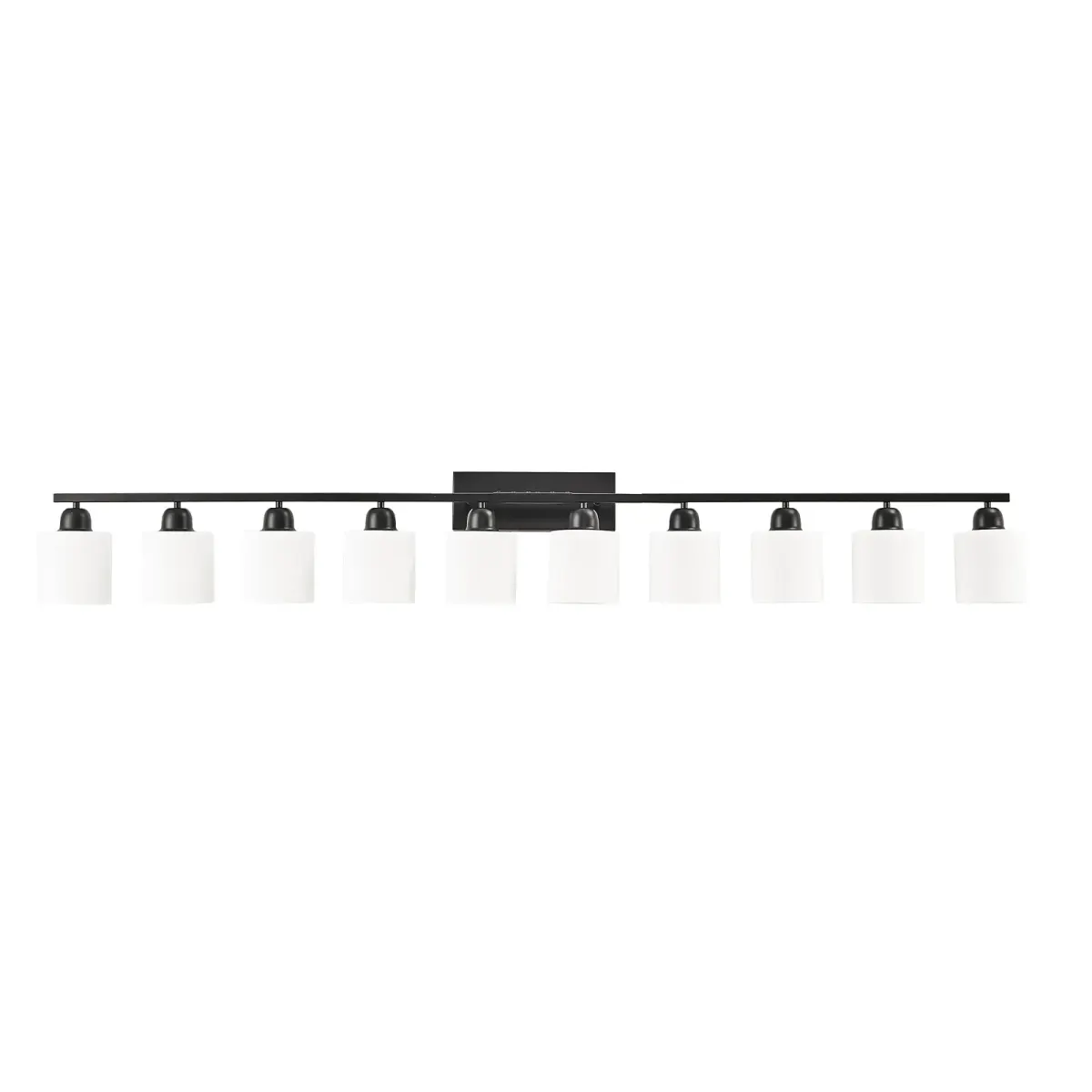 Frosted glass vanity bar, 10 lights, black, view 7