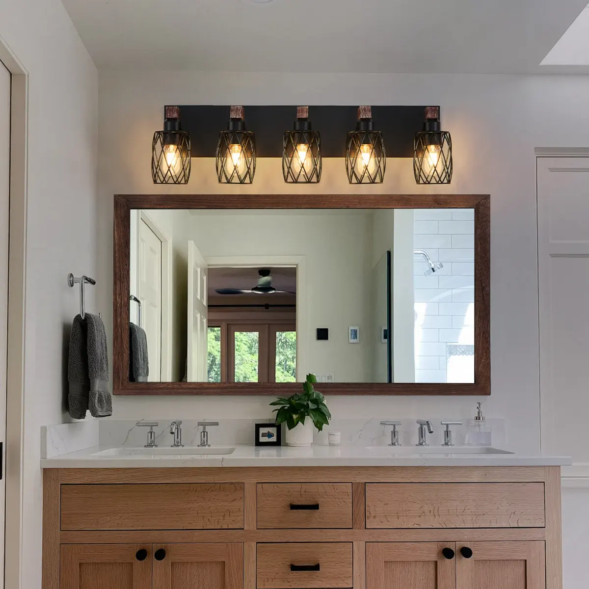 Cage wall sconce, 5 lights, walnut, view 3