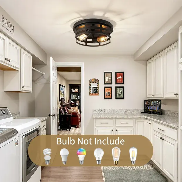 2-light flush mount, 11 in, black, view 4