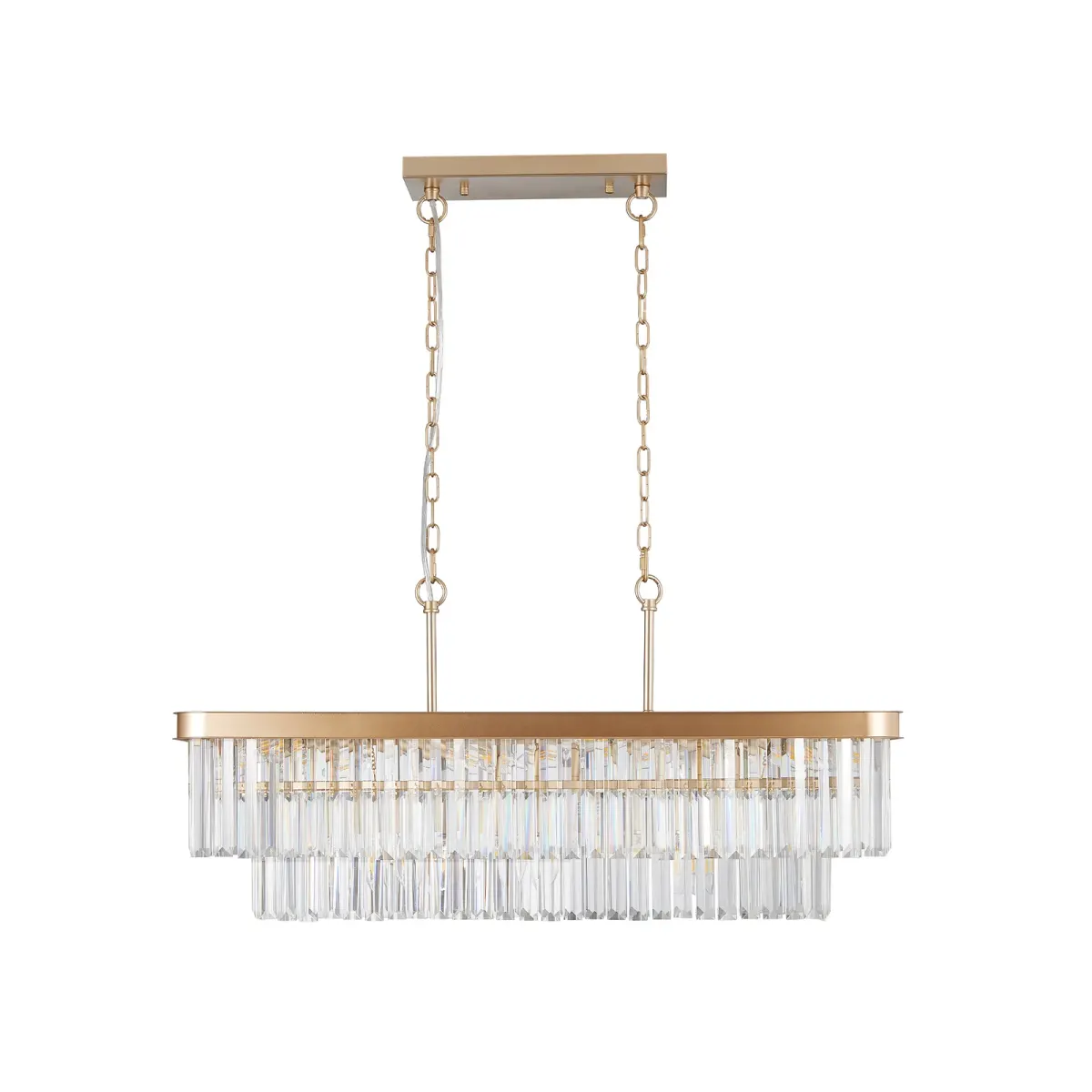 Crystal rectangle chandelier, 33.5 in, 33.5 in, gold, manufacturer image 5