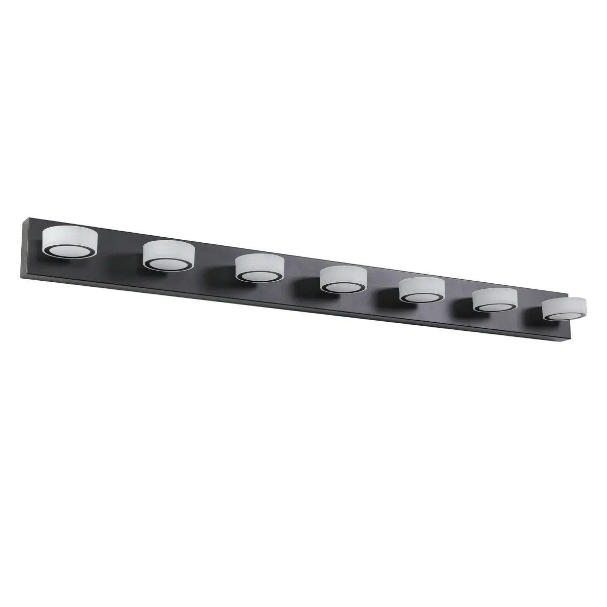 Acrylic shade vanity bar, 7 lights, black, view 5