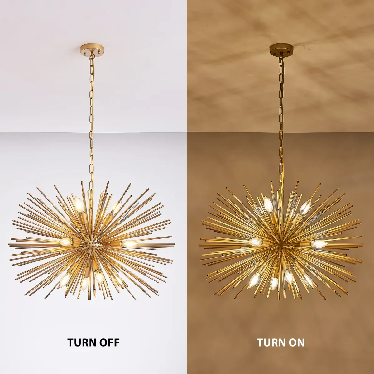12-light sputnik chandelier, gold, manufacturer image 2