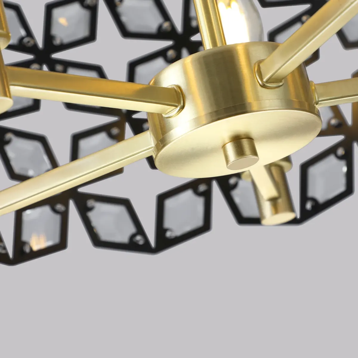 5-light crystal geometric chandelier, black,gold,transparent, view 2