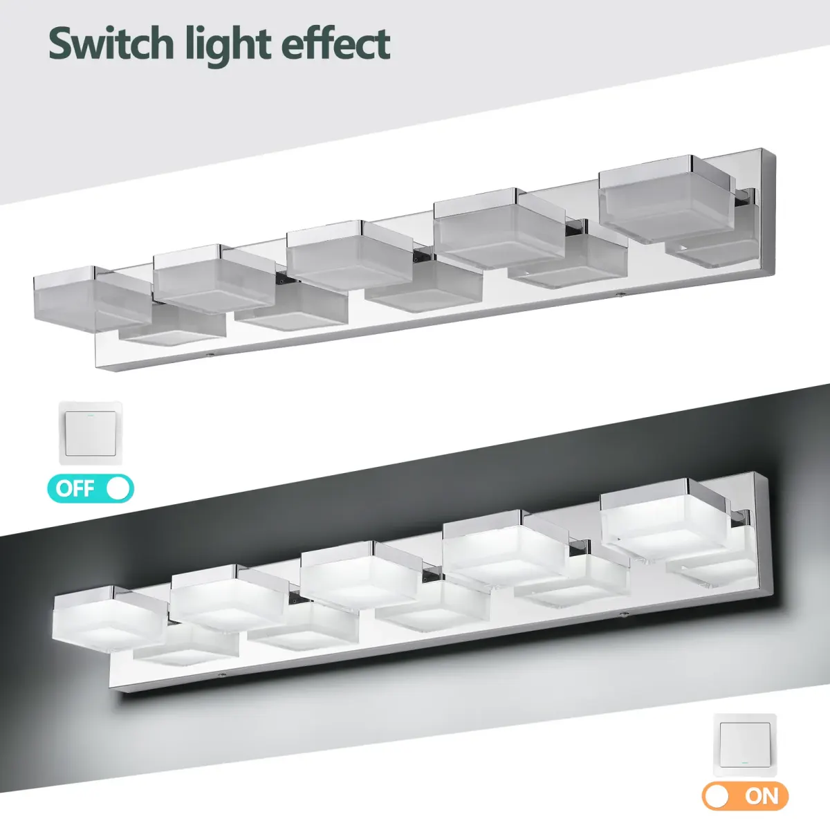 5-light vanity light, chrome, view 7
