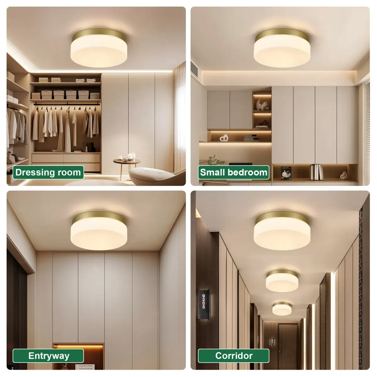 LED flush mount ceiling light, 11.4 in, gold, manufacturer image 1