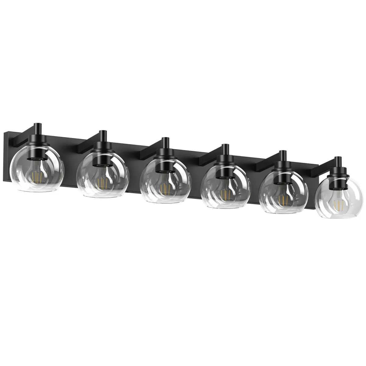 Clear glass vanity bar, 3–6 lights, 19.3–40.6 in, 6 lights, black, view 6