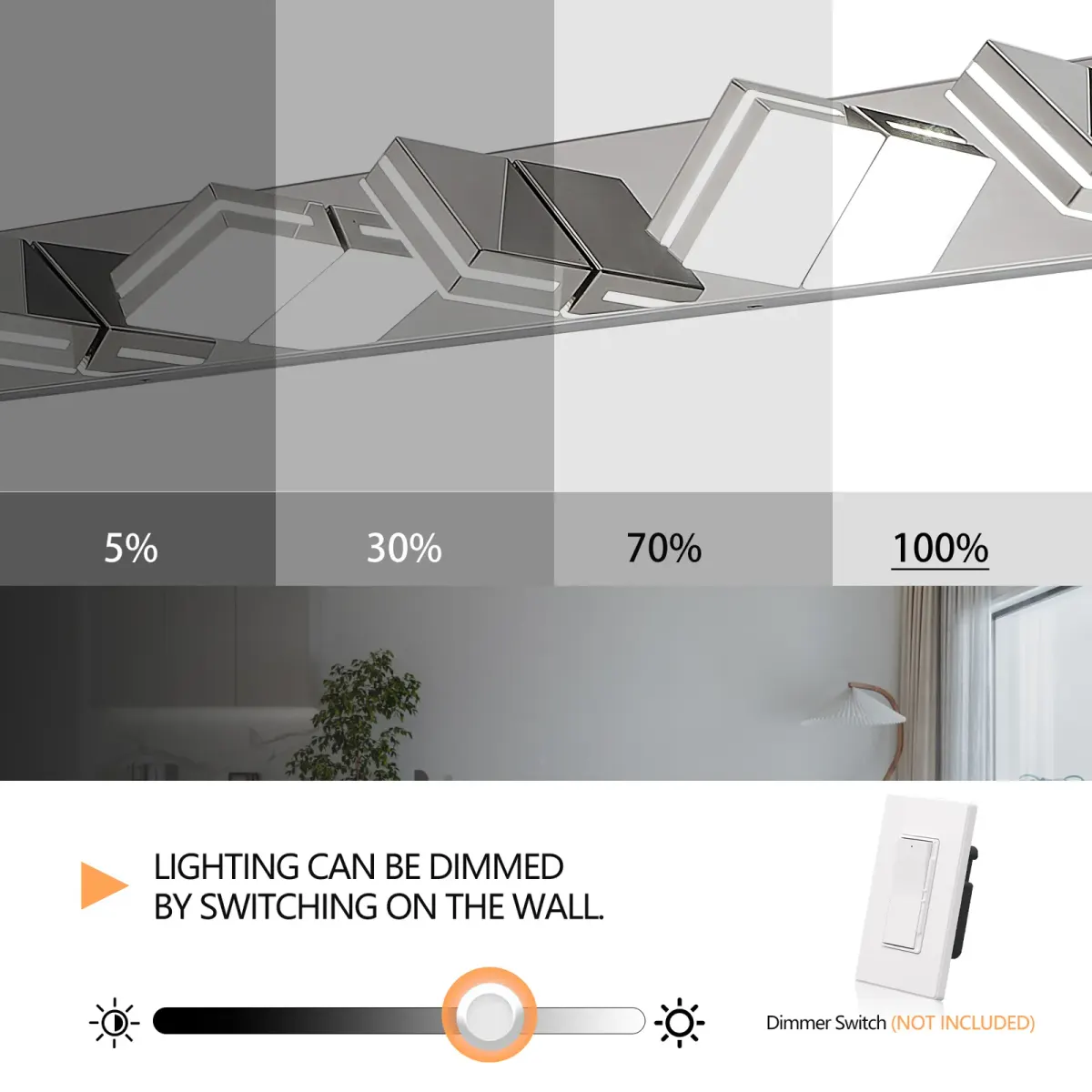 Minimalist LED vanity bar, 8 lights, chrome, manufacturer image 3