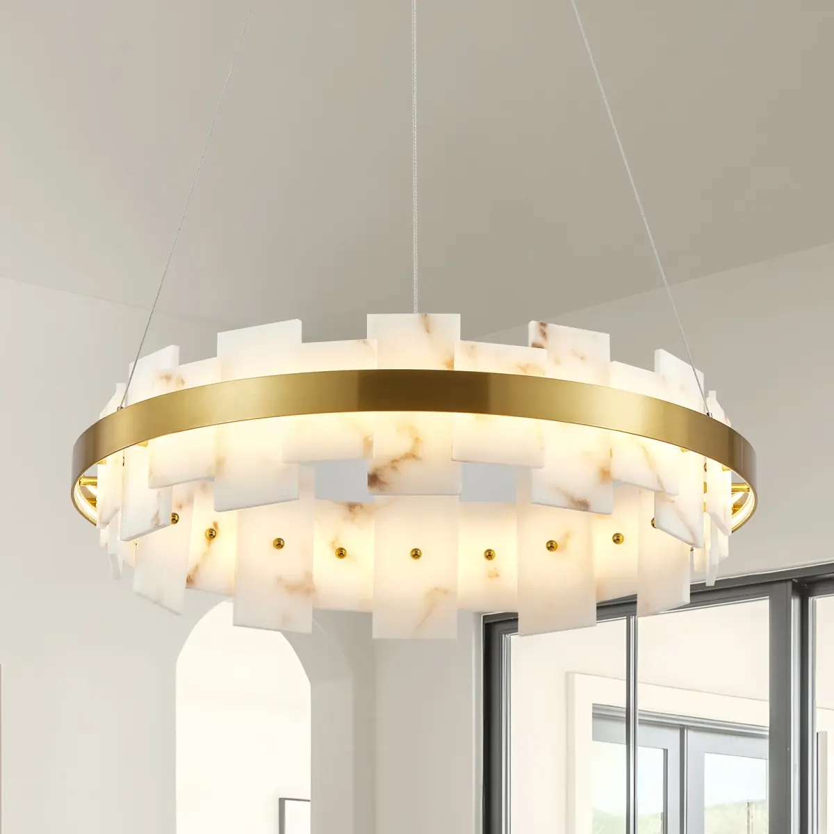 Linear chandelier, 19.7 in, gold