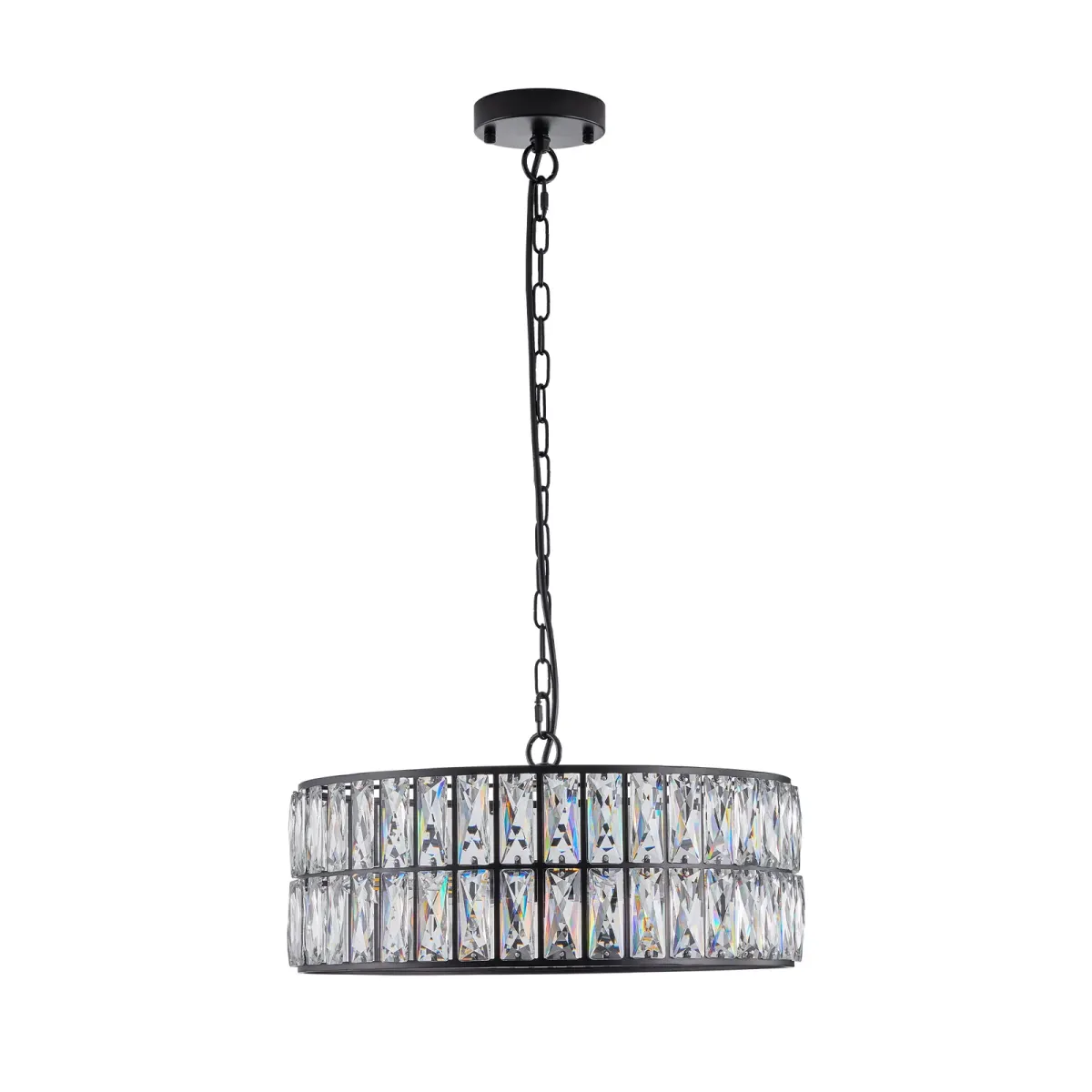 6-light crystal drum chandelier, black, view 7