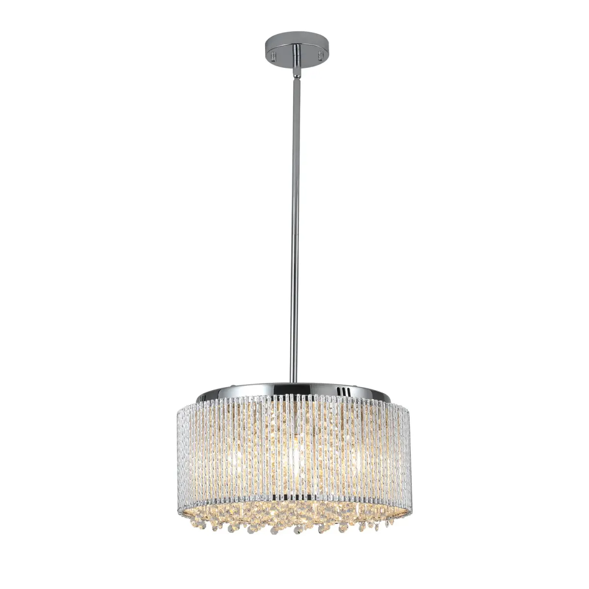 7-light crystal drum chandelier, chrome,transparent, view 4