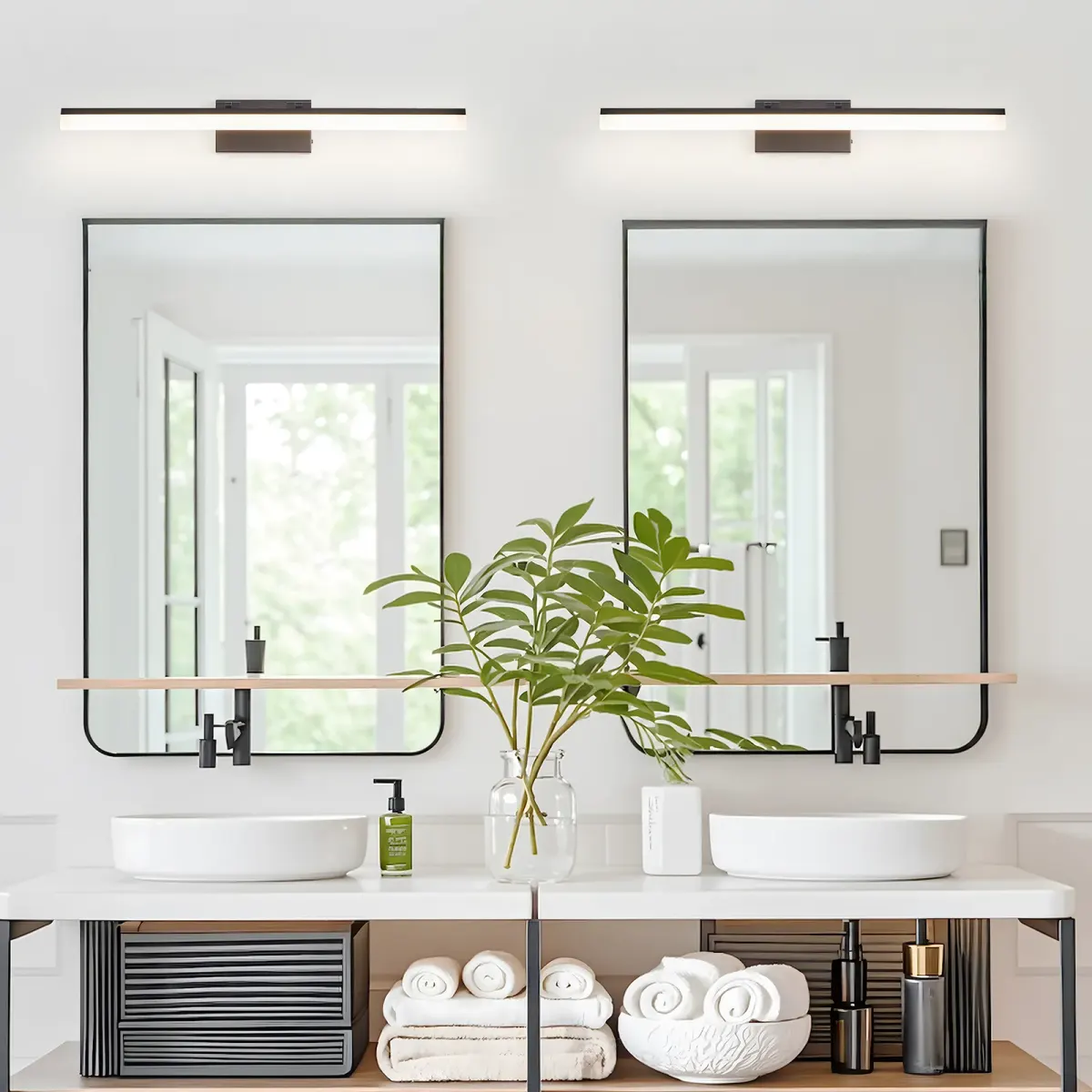 Linear LED vanity light, 31.5 in, black, view 3