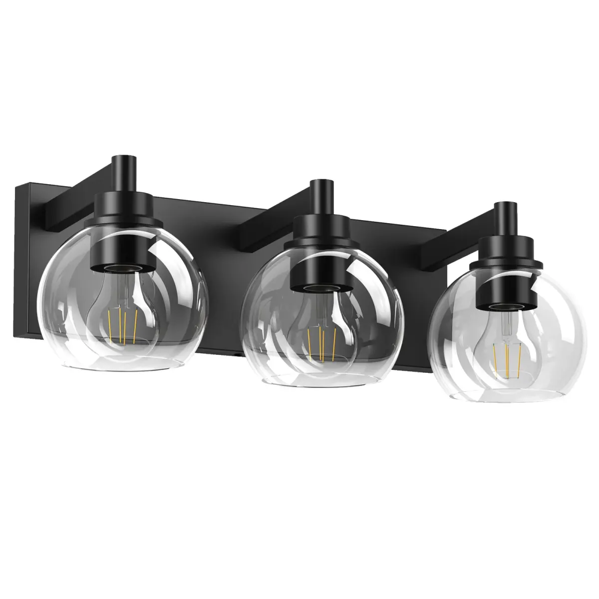 Clear glass vanity bar, 3–6 lights, 19.3–40.6 in, 3 lights, black, view 6