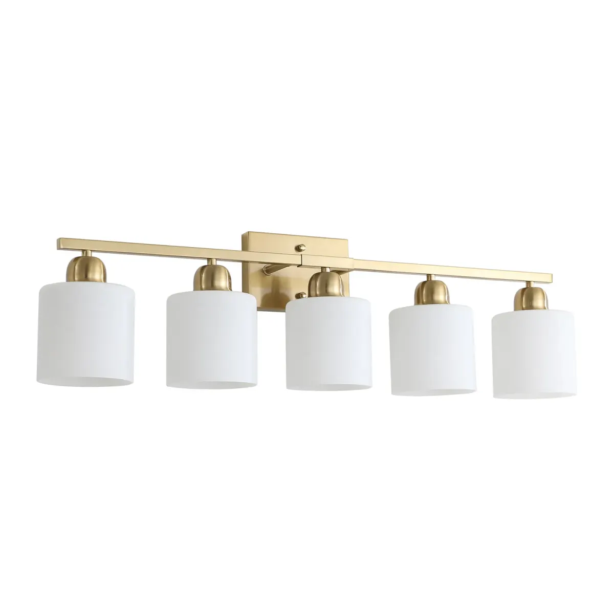 Frosted glass vanity bar, 5 lights, copper tone, view 6