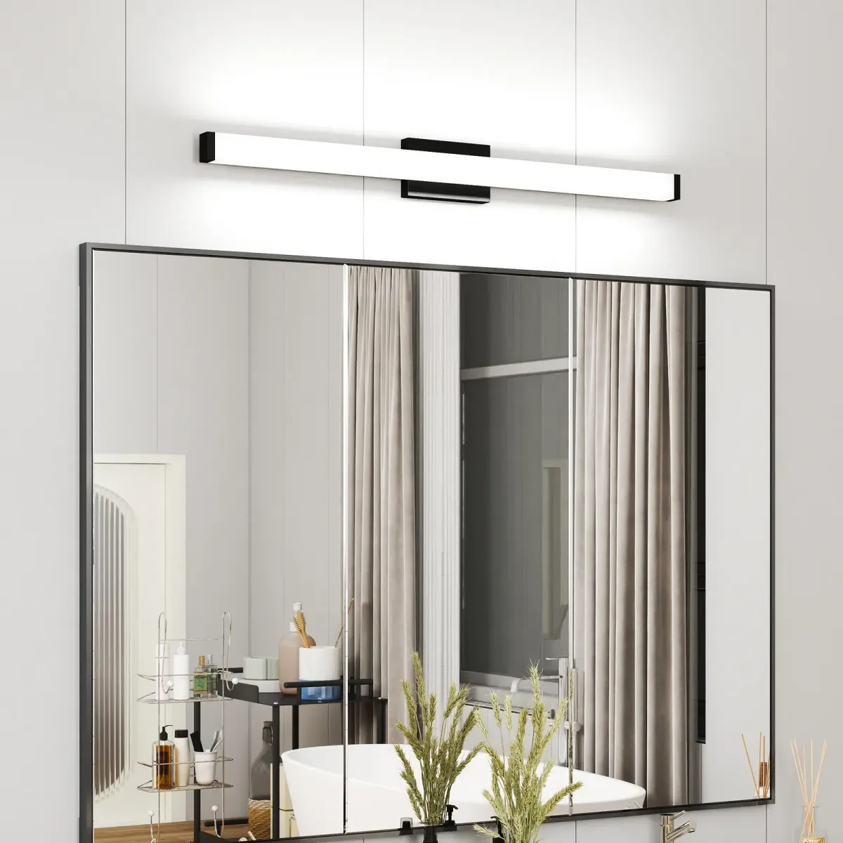 Tube LED vanity light, 40.6 in, black, view 5
