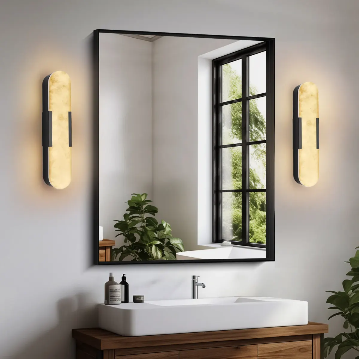 Marble wall sconce, 3.9 in, 3.9 in, black, view 4
