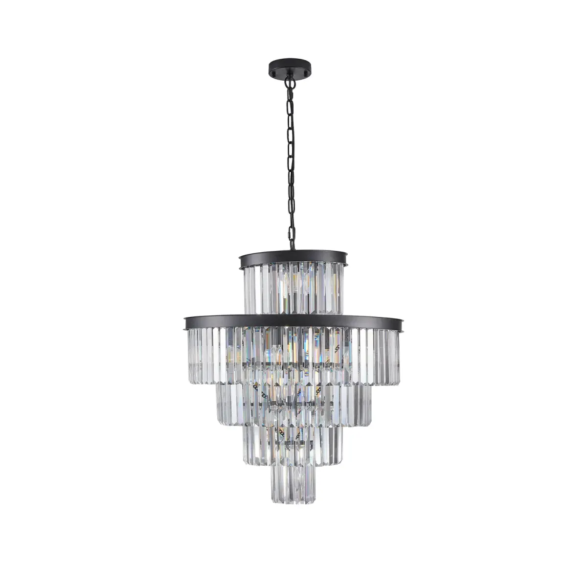 15-light crystal chandelier, black, black