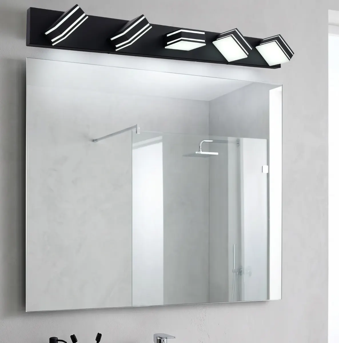 Acrylic vanity bar, 3–6 lights, 23.6–47.2 in, 5 lights, black, view 4