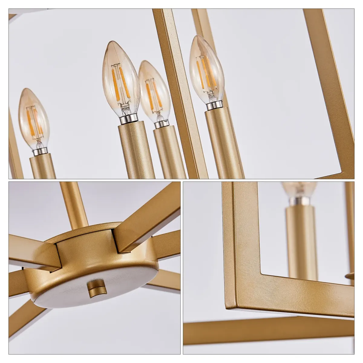 6-light geometric chandelier, gold, view 3