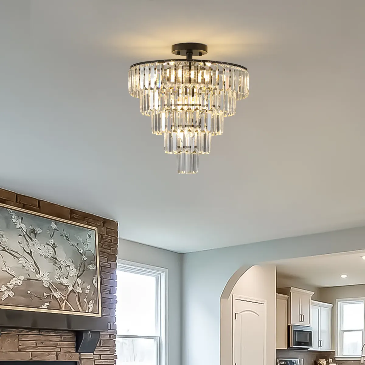10-light crystal chandelier, black, view 4