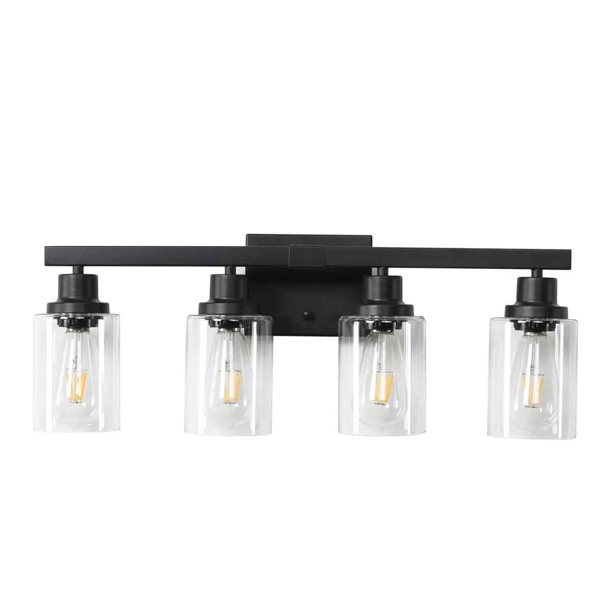 Clear glass vanity bar, 4 lights, black, view 7