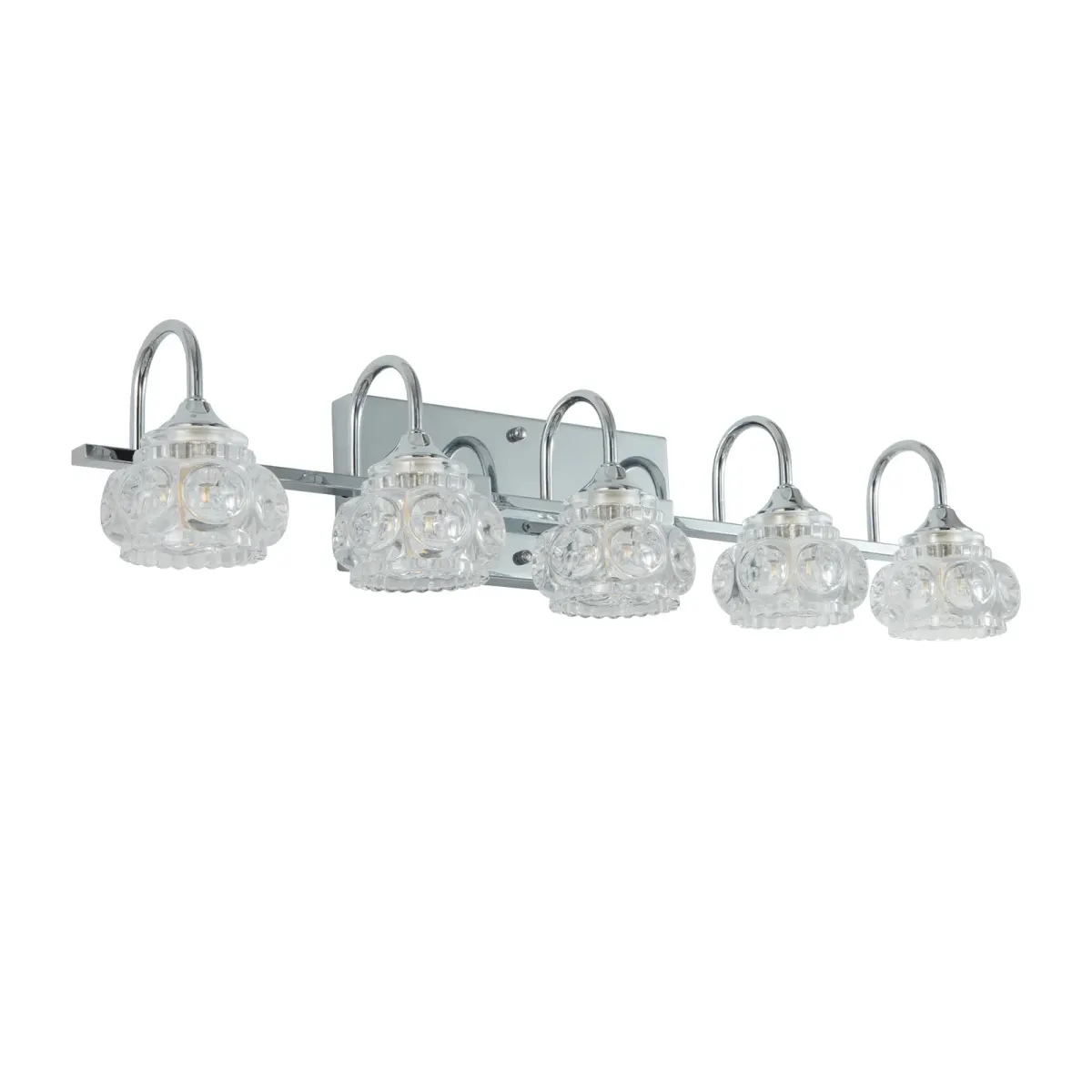 Crystal glass vanity bar, 5 lights, chrome, view 5