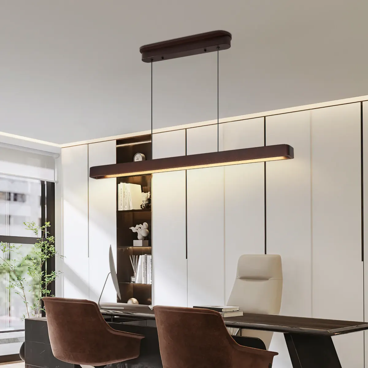 Wood pendant L019002, 39.4 in, walnut, view 2
