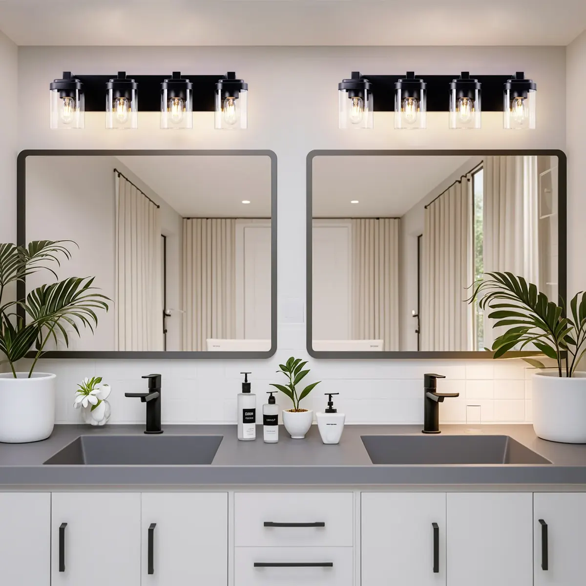Clear glass vanity bar Z001004, 4 lights, black, view 2