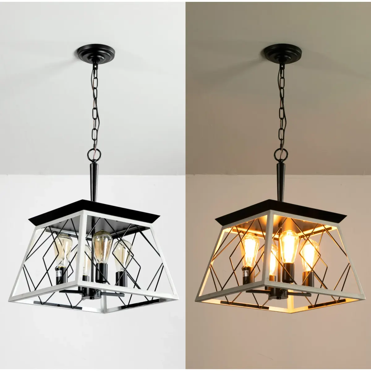 4-light chandelier, white, view 4