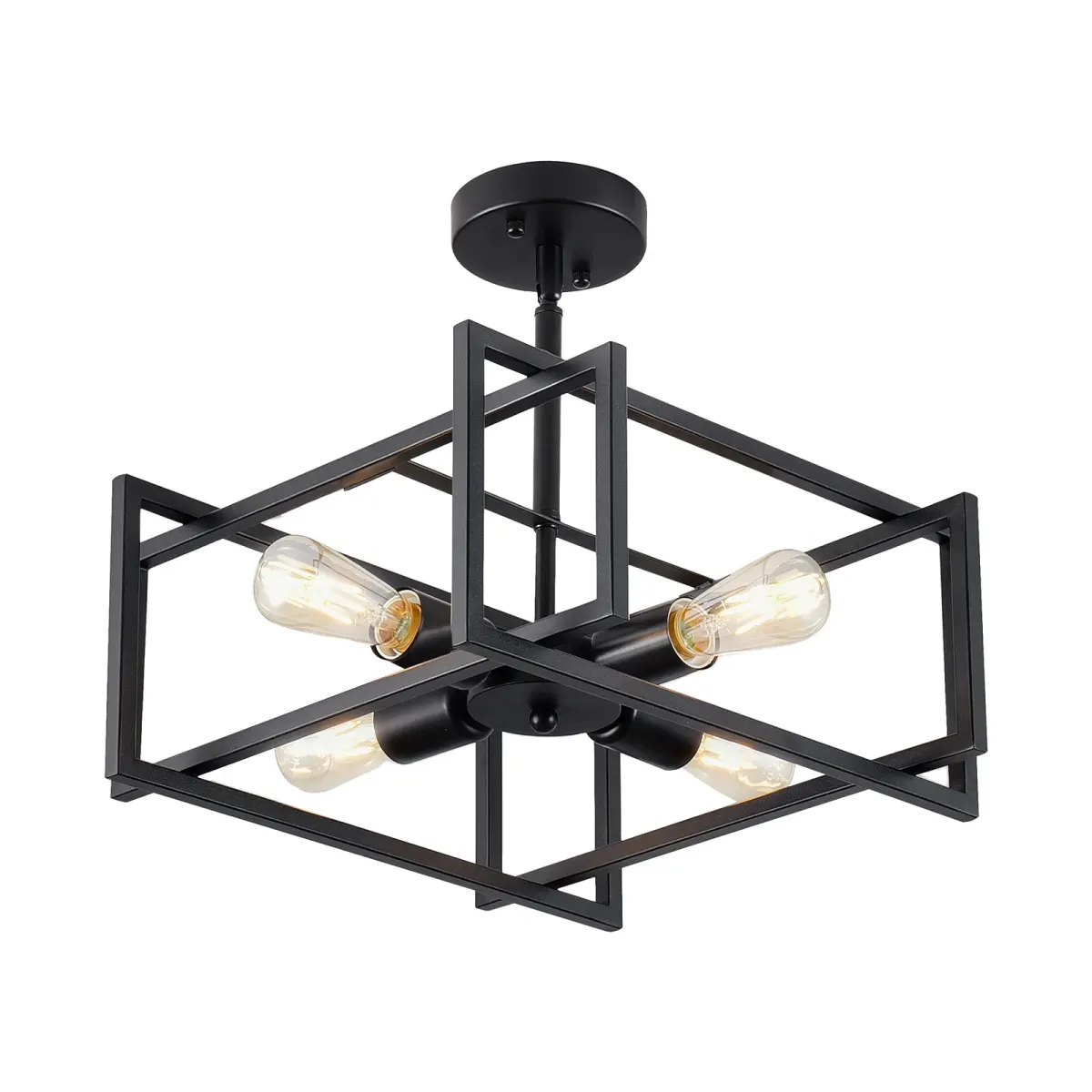 Flush mount chandelier, 4 lights, black, view 6