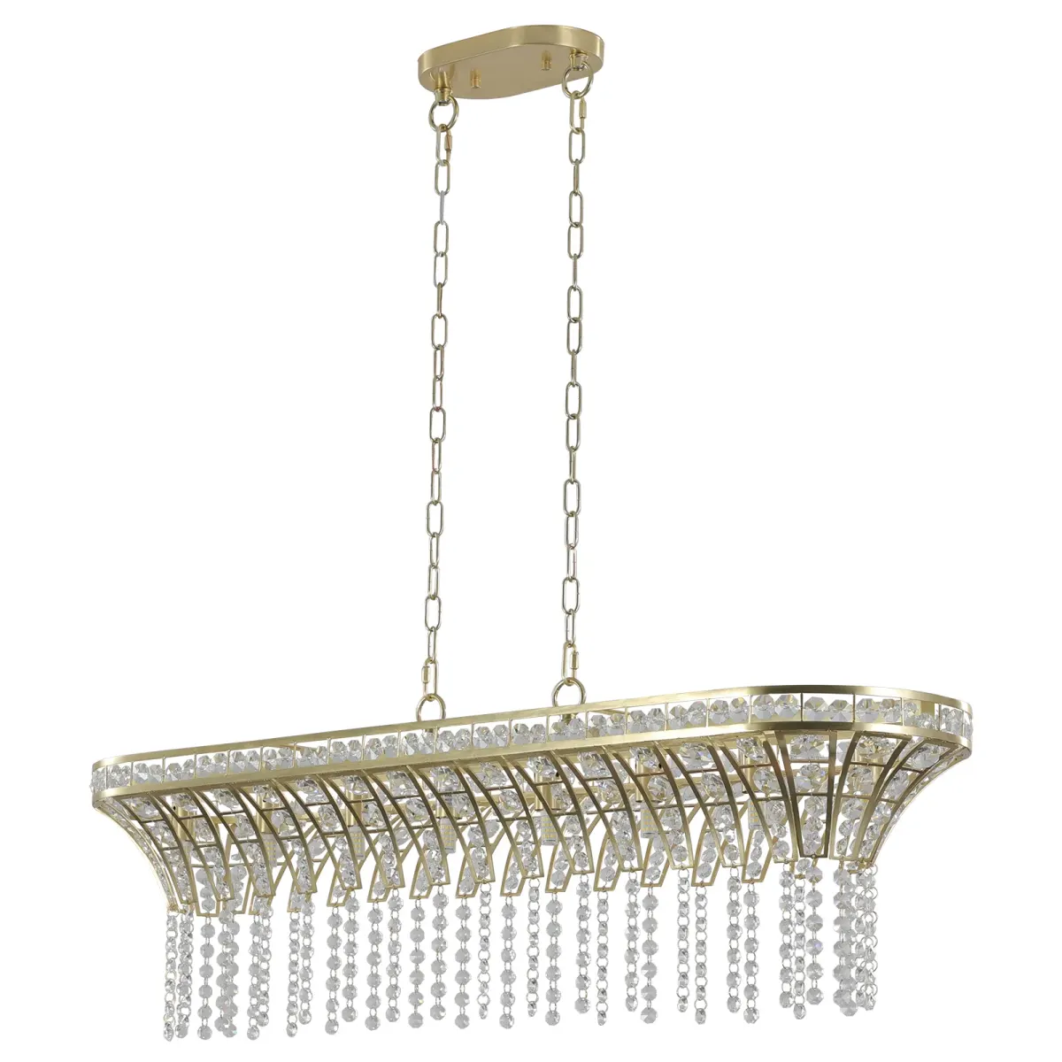 Linear crystal chandelier, gold, view 5