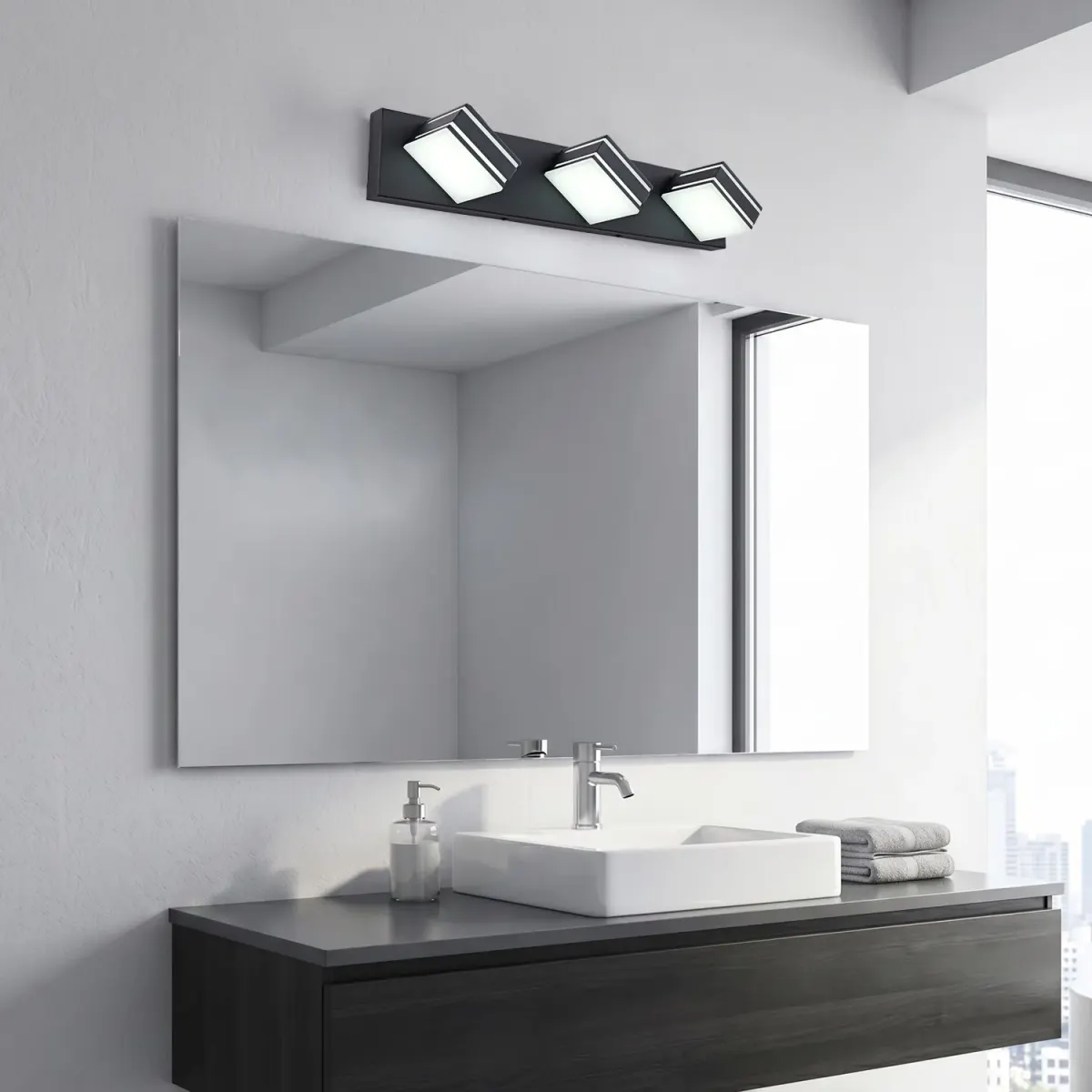 Acrylic vanity bar, 3–6 lights, 23.6–47.2 in, 3 lights, black, view 5