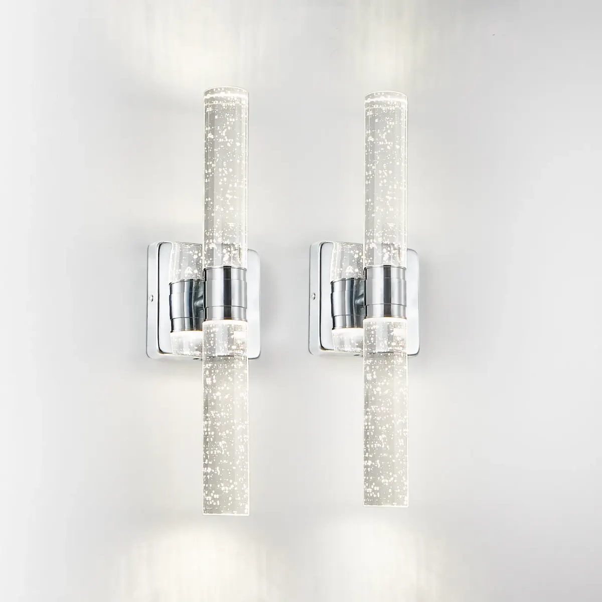 Crystal bubble wall sconce, 2 lights, chrome, view 3