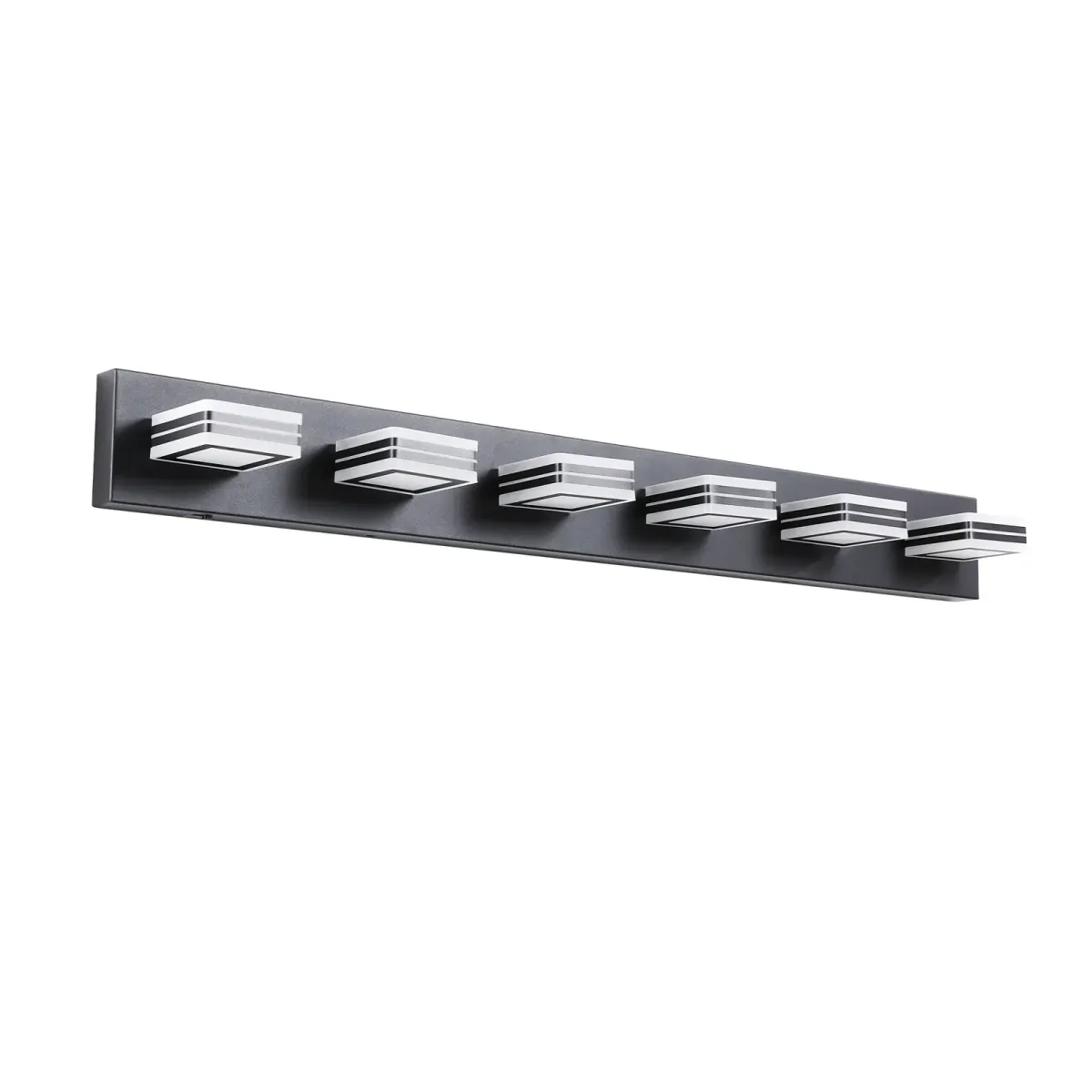 Square acrylic vanity bar, 6 lights, black, view 6