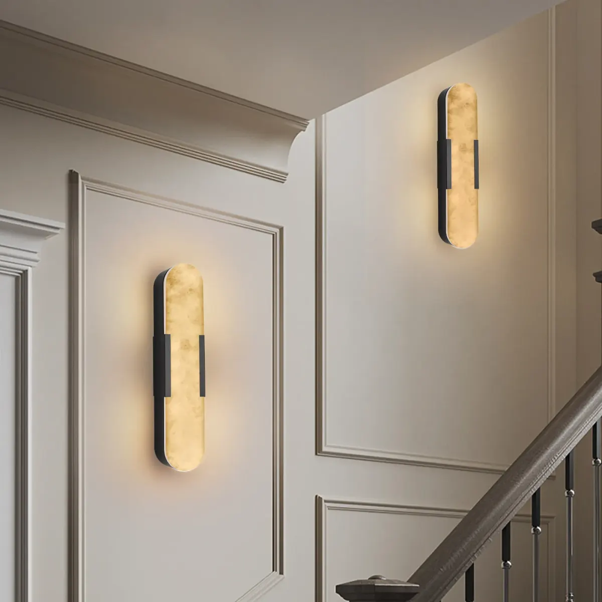 Marble wall sconce, 3.9 in, 3.9 in, black, view 3