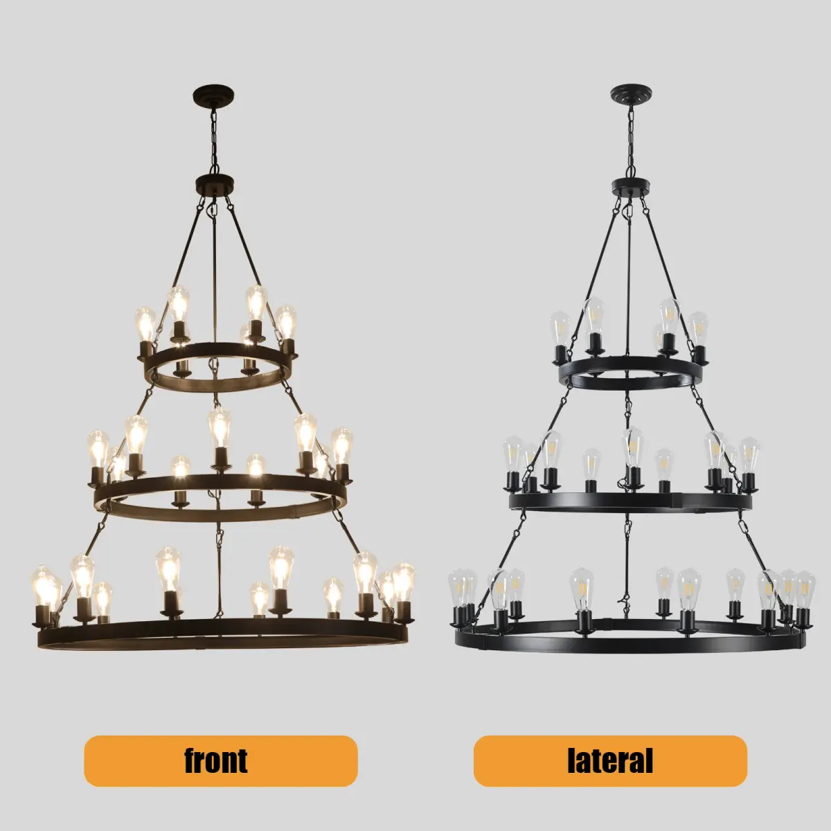 27-light pendant, black, view 3