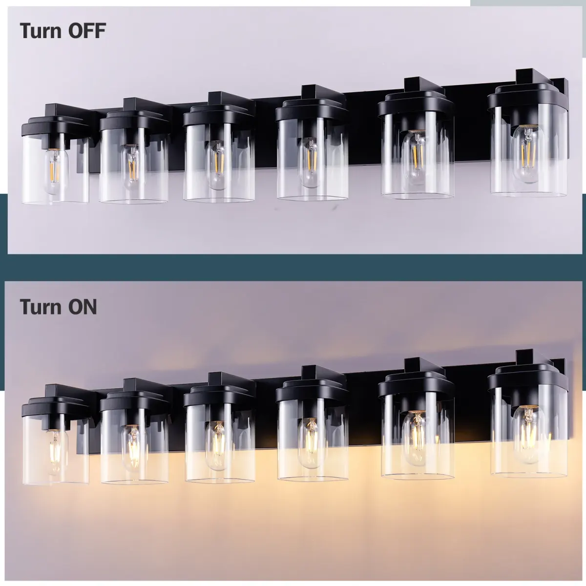 Clear glass vanity bar Z001004, 6 lights, black, view 4