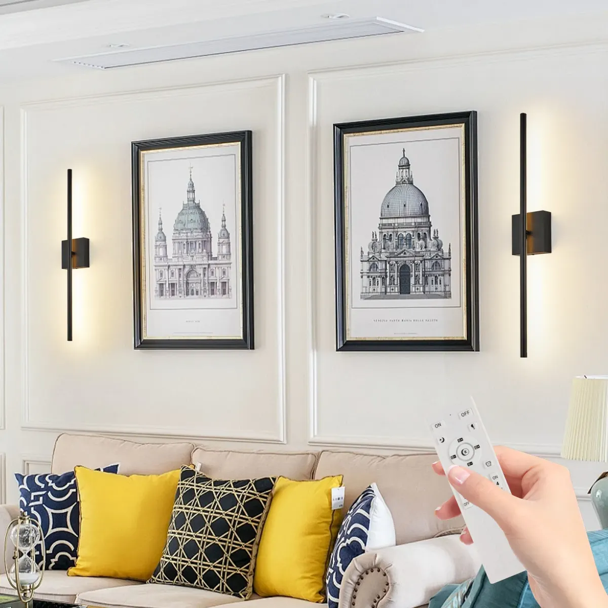 Wall sconce, 28.4 in, black, view 4