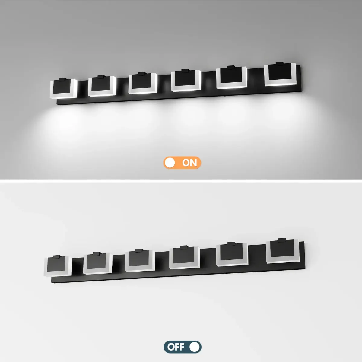 Up-and-down LED vanity bar, 6 lights, black, view 8